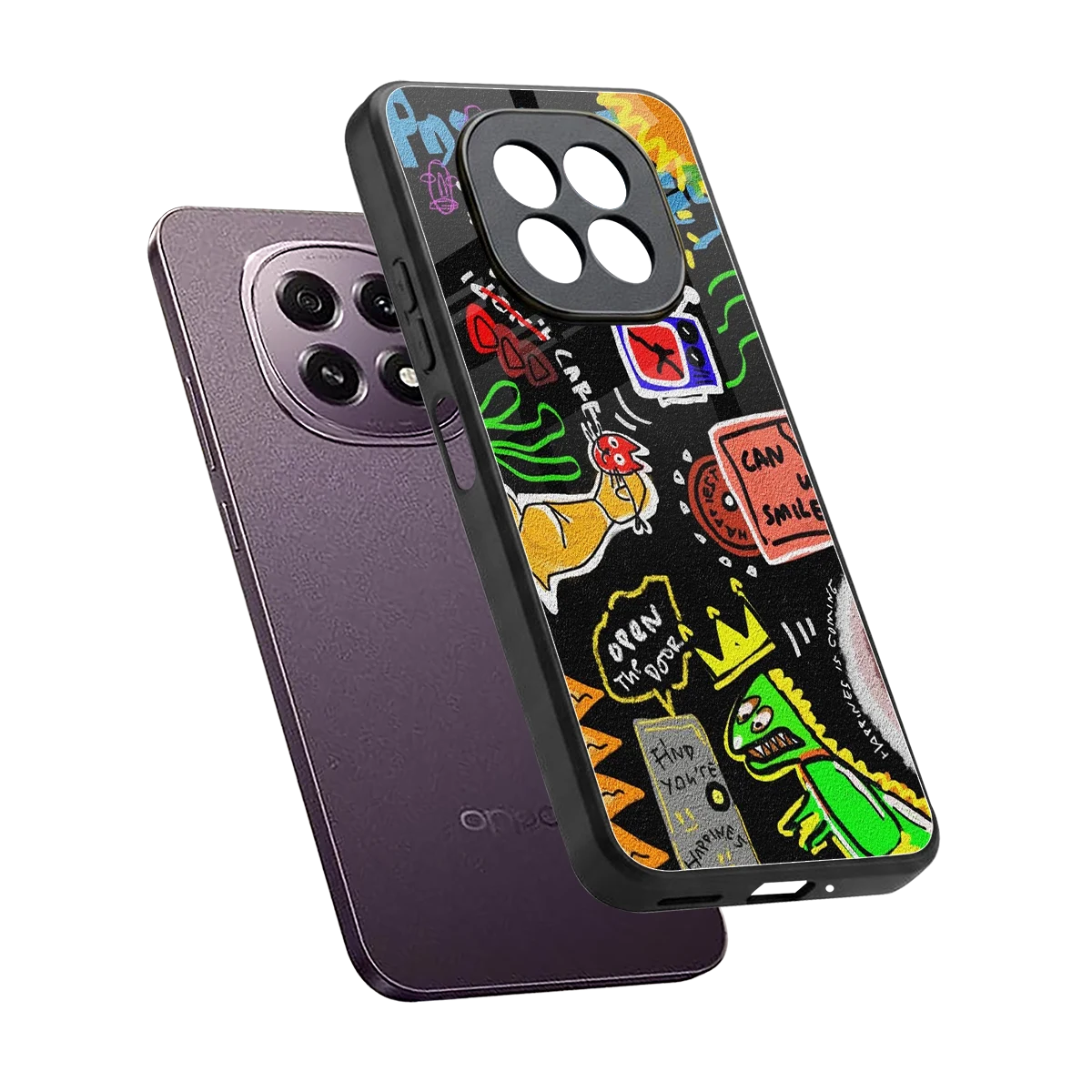Graffiti sleek oppo f29 5g cover with tempered glass back and TPU edges