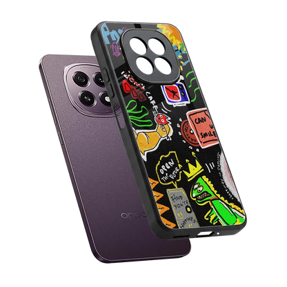 Graffiti sleek oppo f29 5g cover with tempered glass back and TPU edges