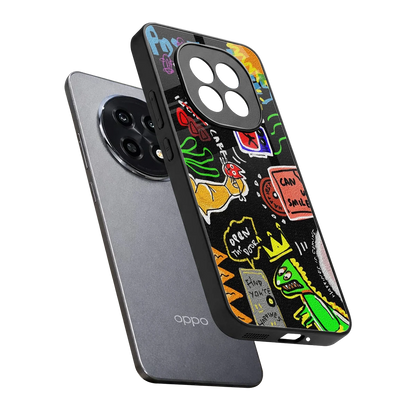 Graffiti sleek oppo f29 pro 5g cover with tempered glass back and TPU edges