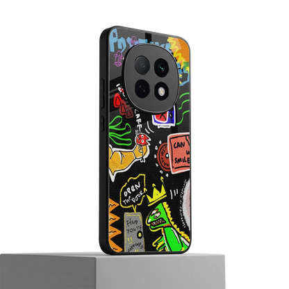 Graffiti oppo f29 pro 5g mobile cover | shockproof glass phone case