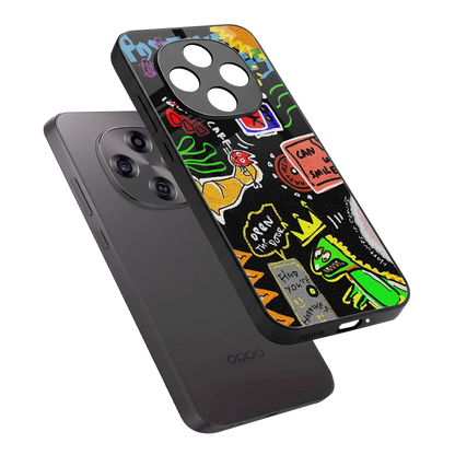 Graffiti sleek oppo f31 pro 5g cover with tempered glass back and TPU edges