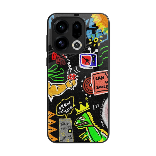 Graffiti back phone cover | glass case for oppo find x9