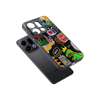 Graffiti sleek oppo find x9 cover with tempered glass back and TPU edges