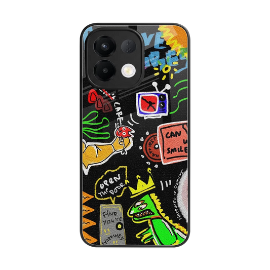 Graffiti back phone cover | glass case for oppo k13 5g
