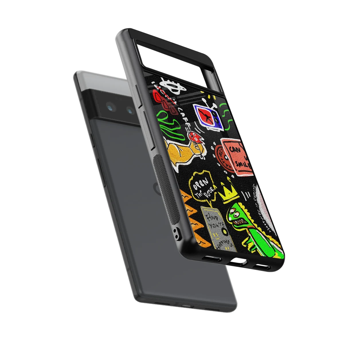 Graffiti sleek google pixel 6 pro cover with tempered glass back and TPU edges