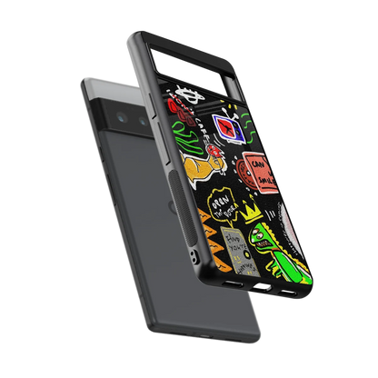 Graffiti sleek google pixel 6 pro cover with tempered glass back and TPU edges