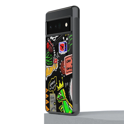 Graffiti stylish phone case for google pixel 6 pro | glossy glass and slim fit