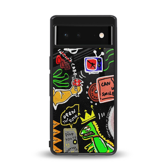 Graffiti back phone cover | glass case for google pixel 6a