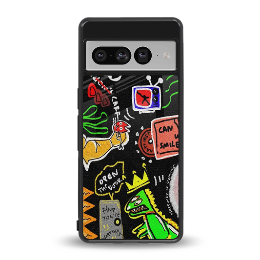 Graffiti back phone cover | glass case for google pixel 7 pro