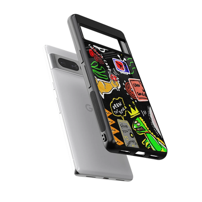 Graffiti sleek google pixel 7 pro cover with tempered glass back and TPU edges