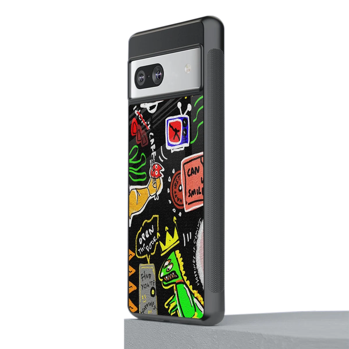 Graffiti stylish phone case for google pixel 7a | glossy glass and slim fit