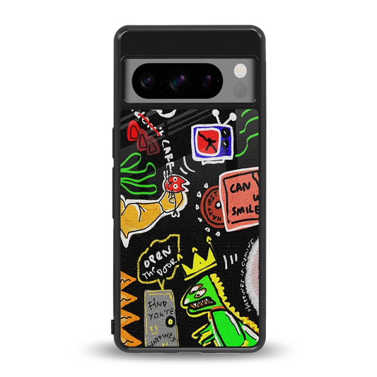 Graffiti back phone cover | glass case for google pixel 8 pro