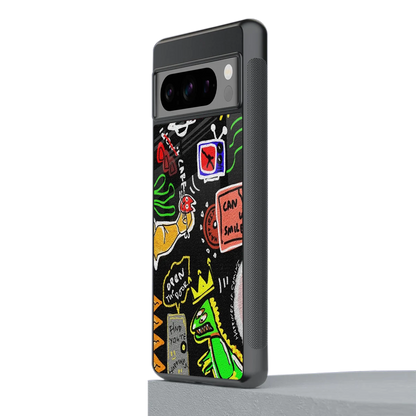 Graffiti stylish phone case for google pixel 8 pro | glossy glass and slim fit