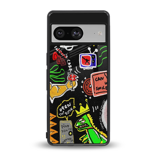 Graffiti back phone cover | glass case for google pixel 8