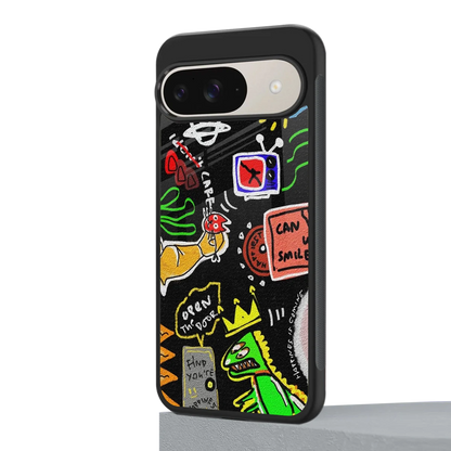 Graffiti google pixel 9 mobile cover | shockproof glass phone case