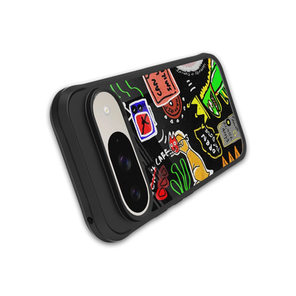 Graffiti stylish phone case for google pixel 9 | glossy glass and slim fit