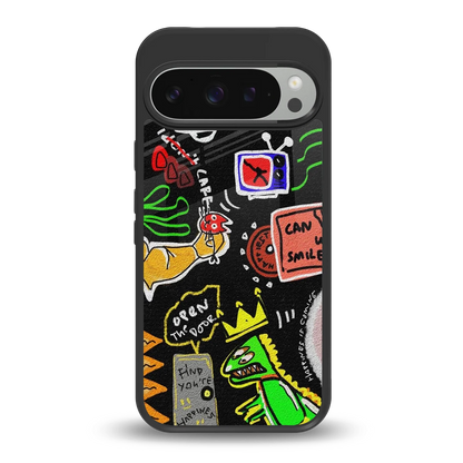 Graffiti back phone cover | glass case for google pixel 9 pro xl