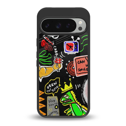 Graffiti back phone cover | glass case for google pixel 9 pro xl
