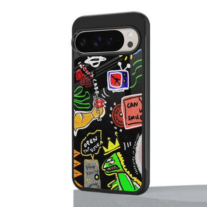 Graffiti google pixel 9 pro mobile cover | shockproof glass phone case