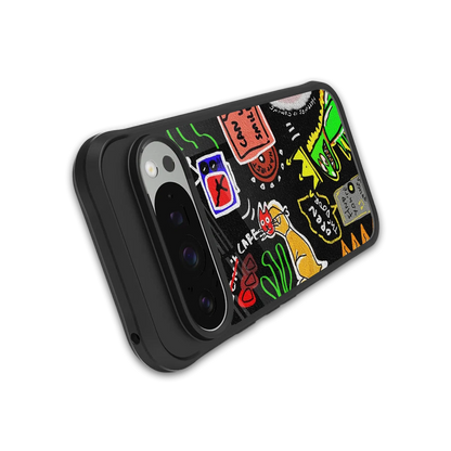 Graffiti stylish phone case for google pixel 9 pro xl | glossy glass and slim fit