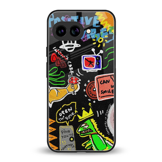 Graffiti back phone cover | glass case for google pixel 9a