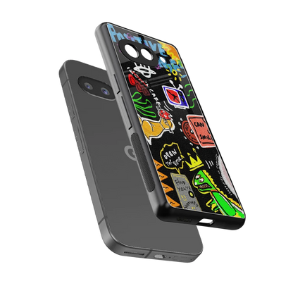 Graffiti sleek google pixel 10a cover with tempered glass back and TPU edges