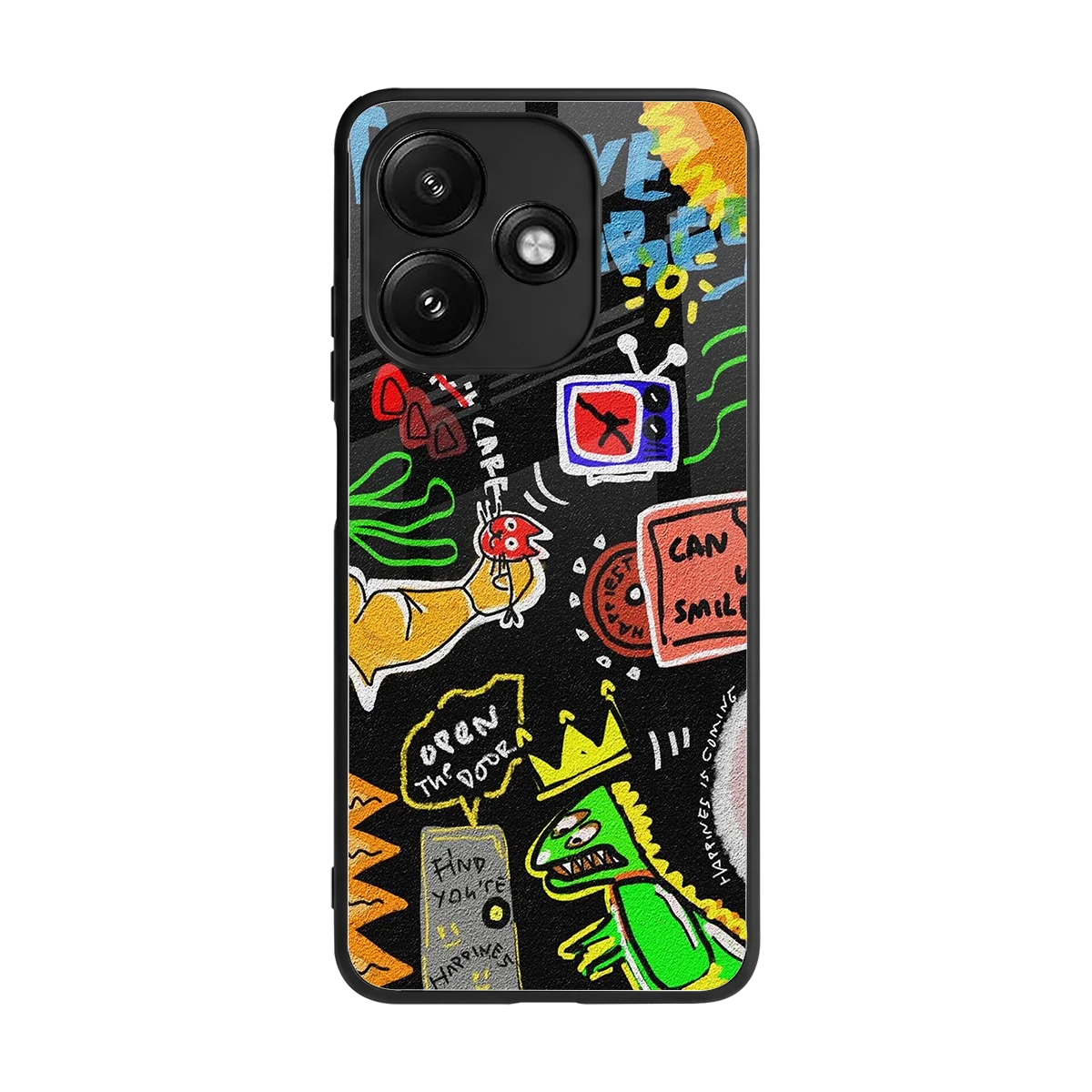 Graffiti back phone cover | glass case for redmi 12 5g