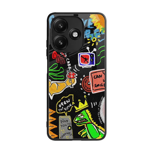 Graffiti back phone cover | glass case for redmi 12 5g