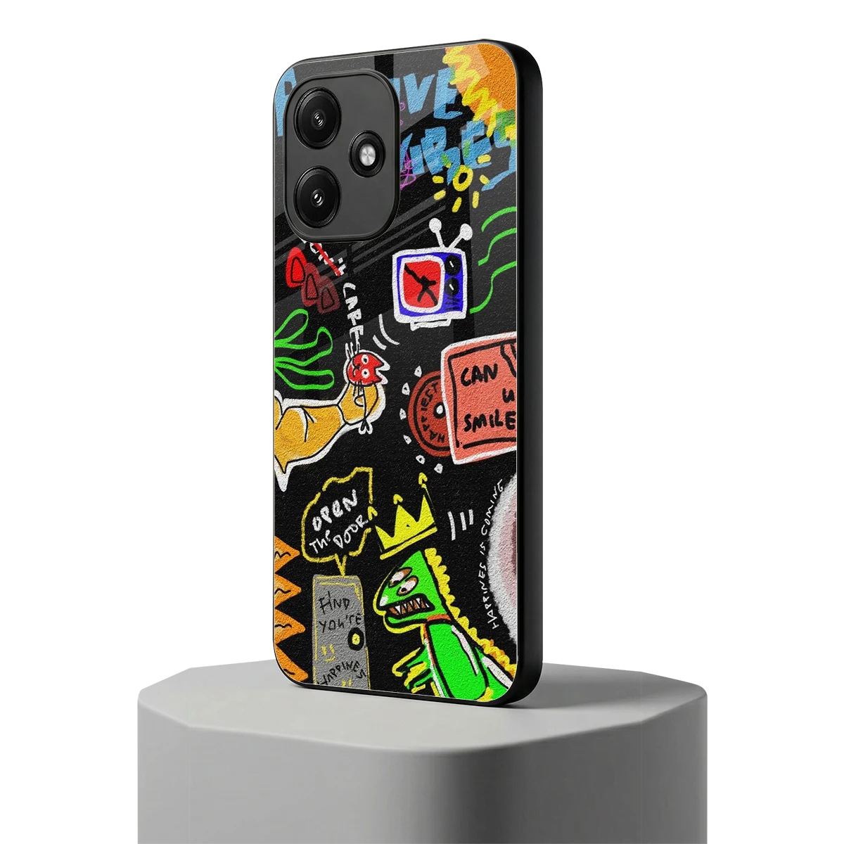 Graffiti redmi 12 5g mobile cover | shockproof glass phone case