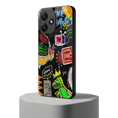 Graffiti redmi 12 5g mobile cover | shockproof glass phone case