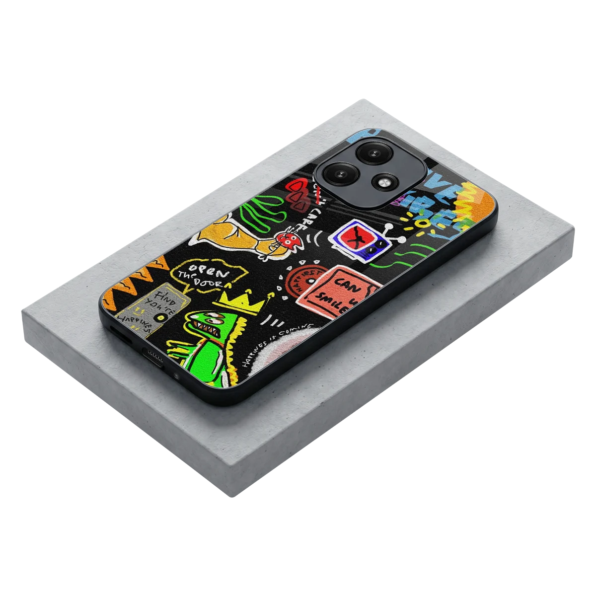 Graffiti stylish phone case for redmi 12 5g | glossy glass and slim fit