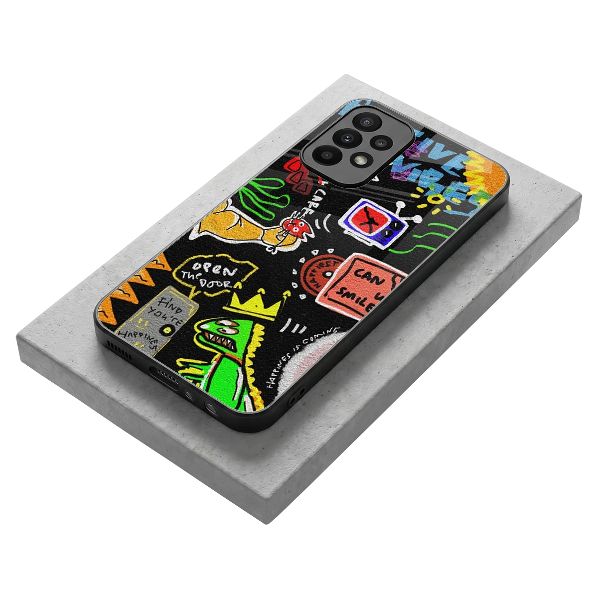 Graffiti stylish phone case for samsung galaxy a23 | glossy glass and slim fit