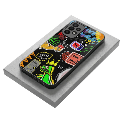 Graffiti stylish phone case for samsung galaxy a23 | glossy glass and slim fit