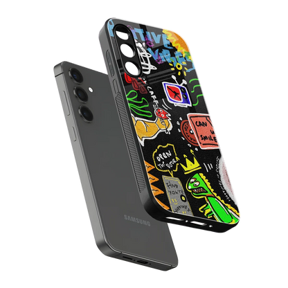 Graffiti sleek samsung galaxy a55 5g cover with tempered glass back and TPU edges