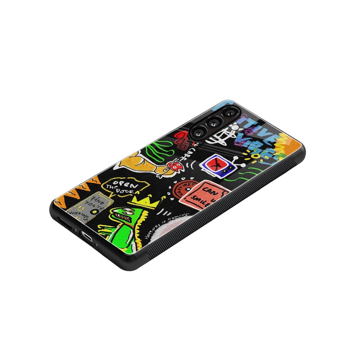Graffiti stylish phone case for samsung galaxy a55 5g | glossy glass and slim fit