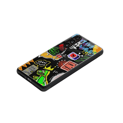 Graffiti stylish phone case for samsung galaxy a55 5g | glossy glass and slim fit