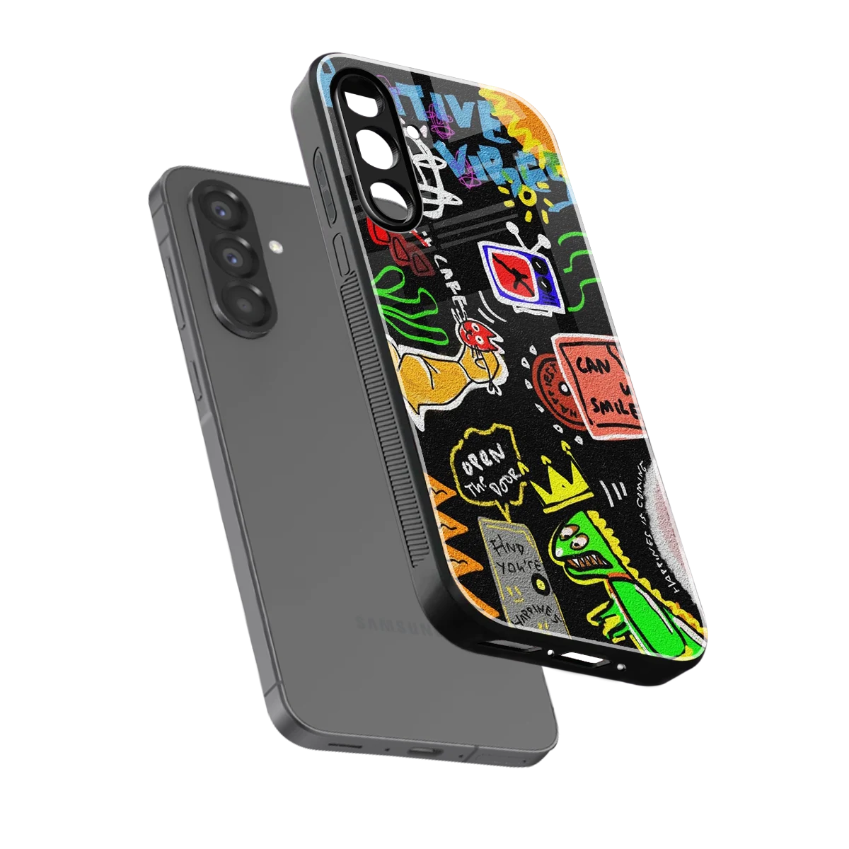 Graffiti sleek samsung galaxy a37 5g cover with tempered glass back and TPU edges
