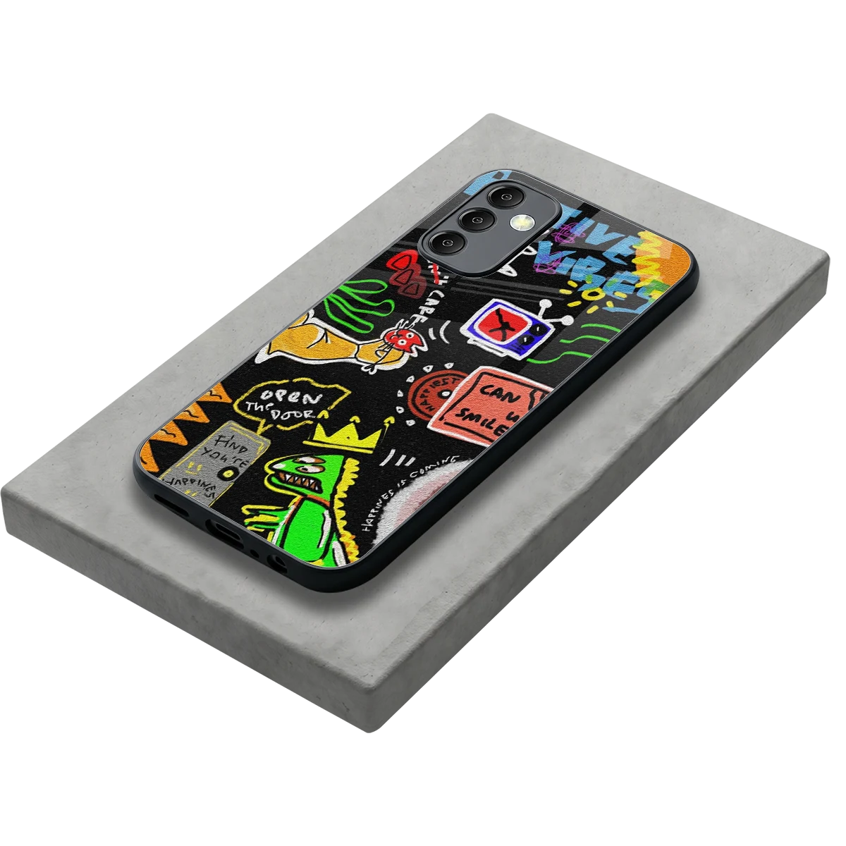 Graffiti stylish phone case for samsung galaxy m14 5g | glossy glass and slim fit