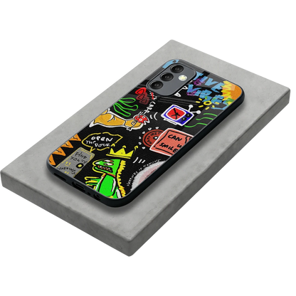 Graffiti stylish phone case for samsung galaxy m14 5g | glossy glass and slim fit