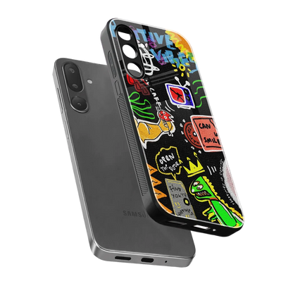 Graffiti sleek samsung galaxy m56 5g cover with tempered glass back and TPU edges