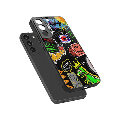 Graffiti sleek samsung galaxy s22 cover with tempered glass back and TPU edges