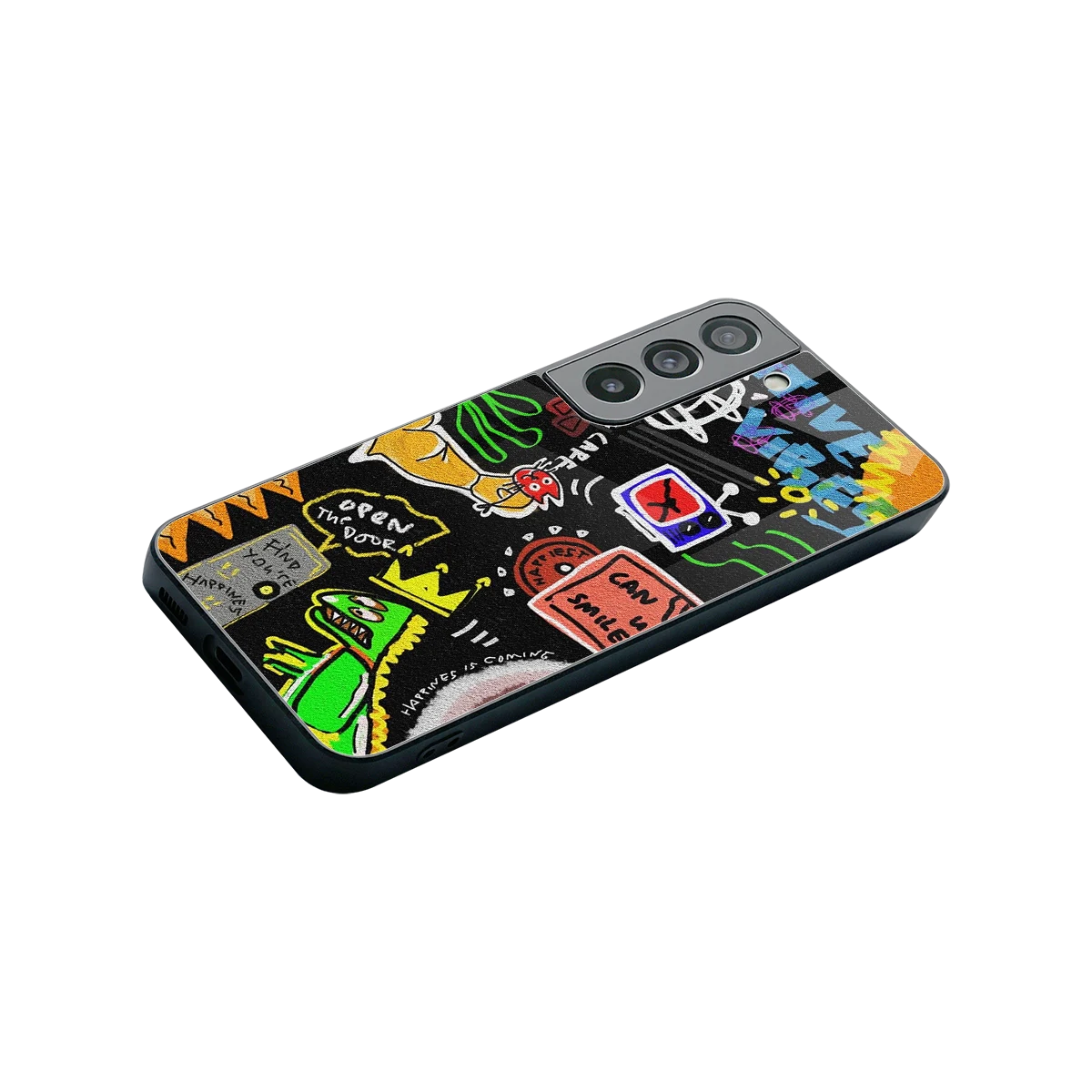 Graffiti stylish phone case for samsung galaxy s22 | glossy glass and slim fit
