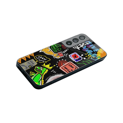 Graffiti stylish phone case for samsung galaxy s22 | glossy glass and slim fit
