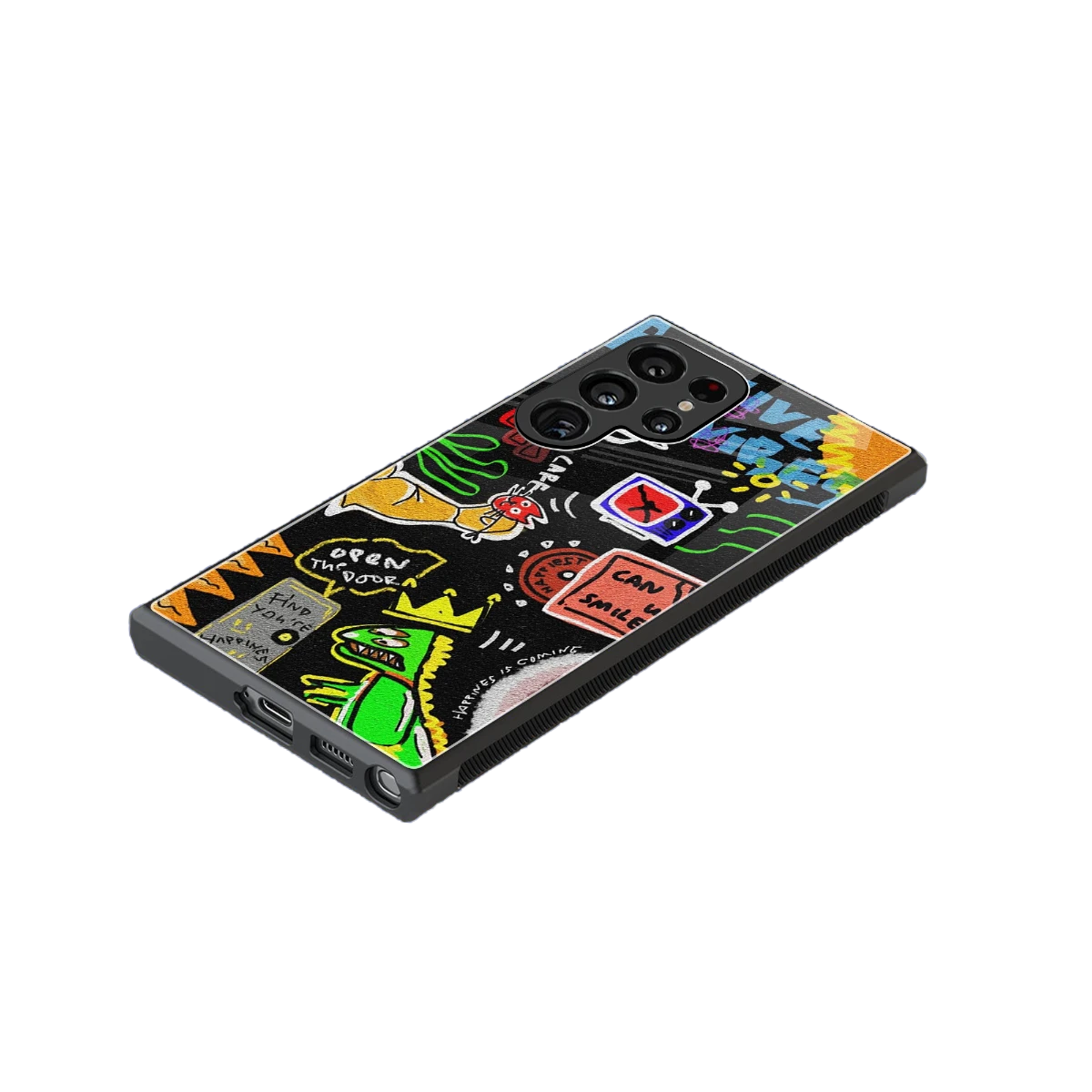 Graffiti stylish phone case for samsung galaxy s24 ultra | glossy glass and slim fit
