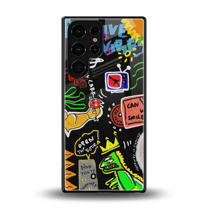 Graffiti back phone cover | glass case for samsung galaxy s25 ultra