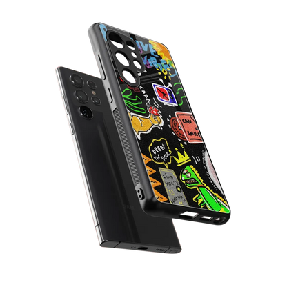 Graffiti sleek samsung galaxy s25 ultra cover with tempered glass back and TPU edges