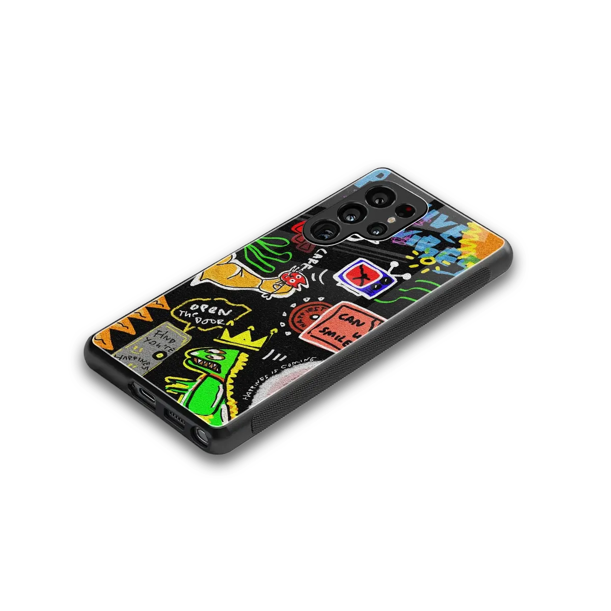 Graffiti stylish phone case for samsung galaxy s25 ultra | glossy glass and slim fit