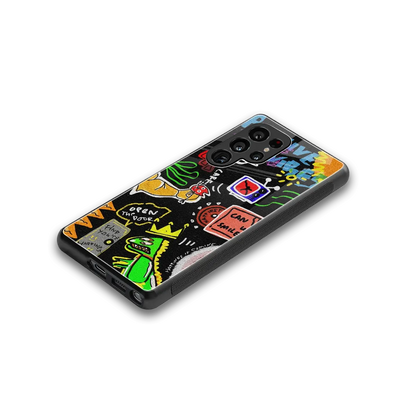Graffiti stylish phone case for samsung galaxy s25 ultra | glossy glass and slim fit
