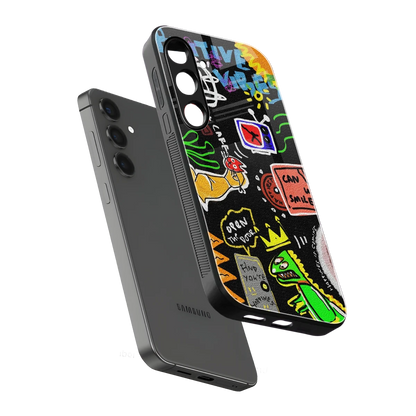 Graffiti sleek samsung galaxy s24 cover with tempered glass back and TPU edges