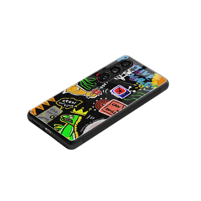 Graffiti stylish phone case for samsung galaxy s23 fe | glossy glass and slim fit